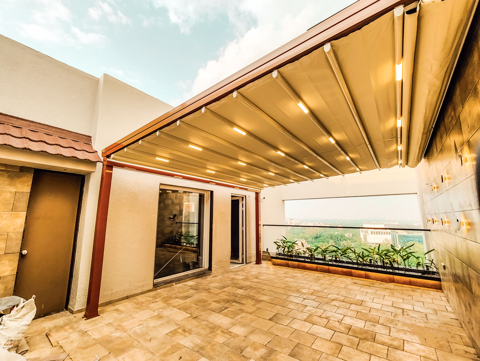 MEC PergoWings retractable pergola roofing system